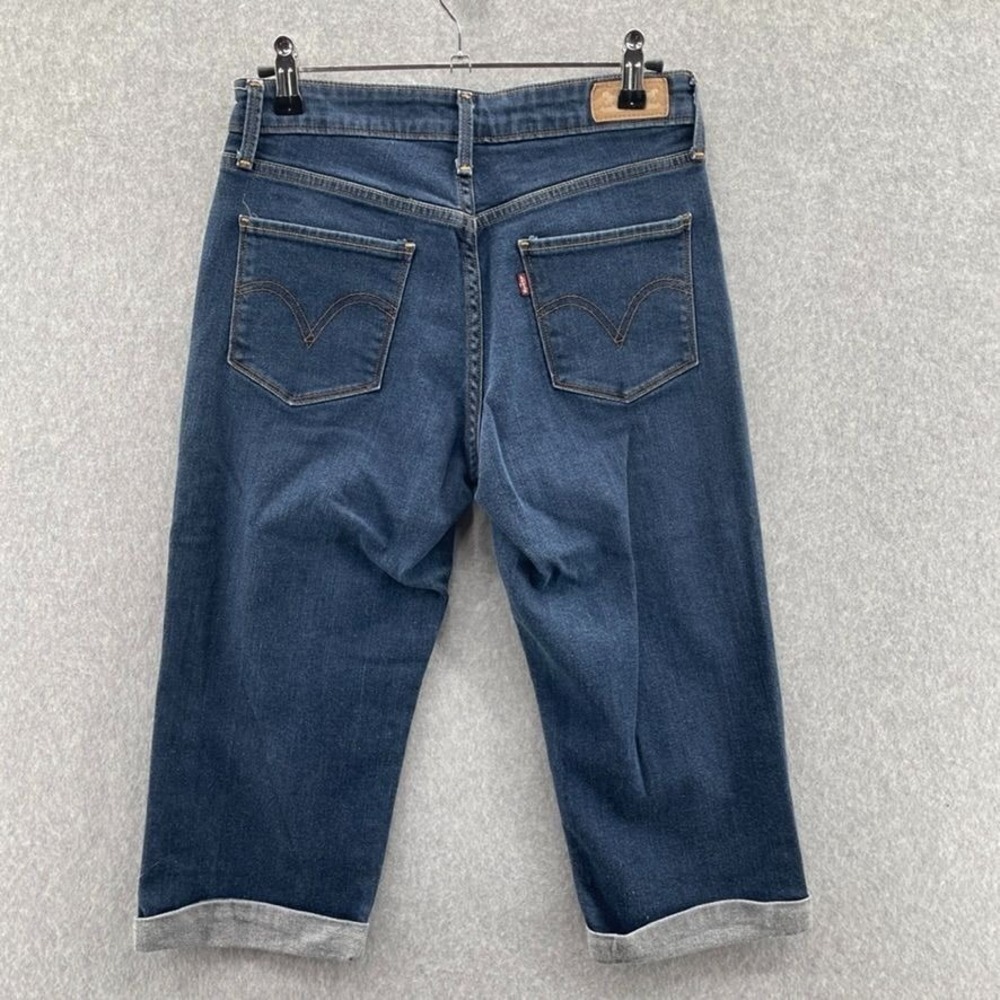 Levi's Capri Jeans Womens 4/27 Blue Cotton Dark Wash Cuffed Hem - Picture 4 of 8